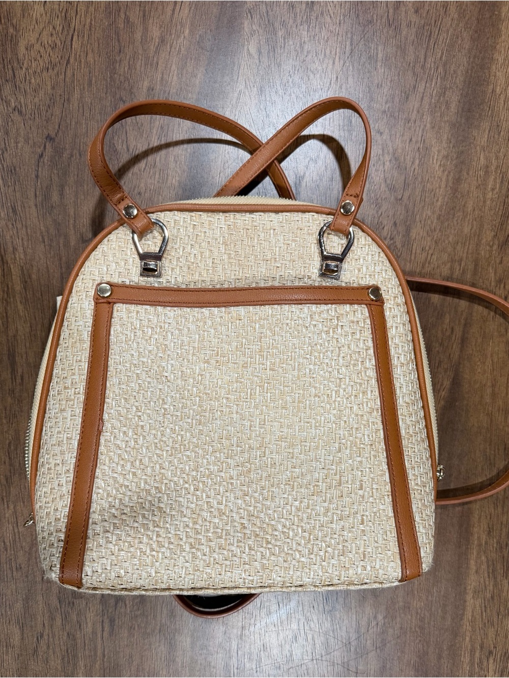 Miztique Daisy Woven Straw Convertible Backpack
